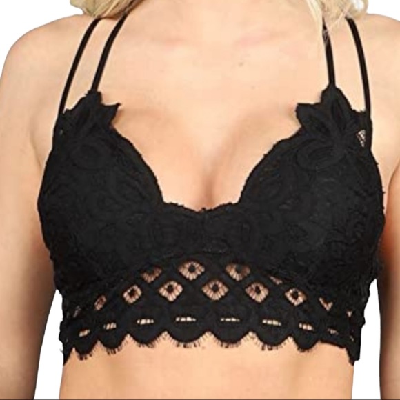 Anemone Elise large black lace padded bralette thin double straps & elastic back - Picture 4 of 14